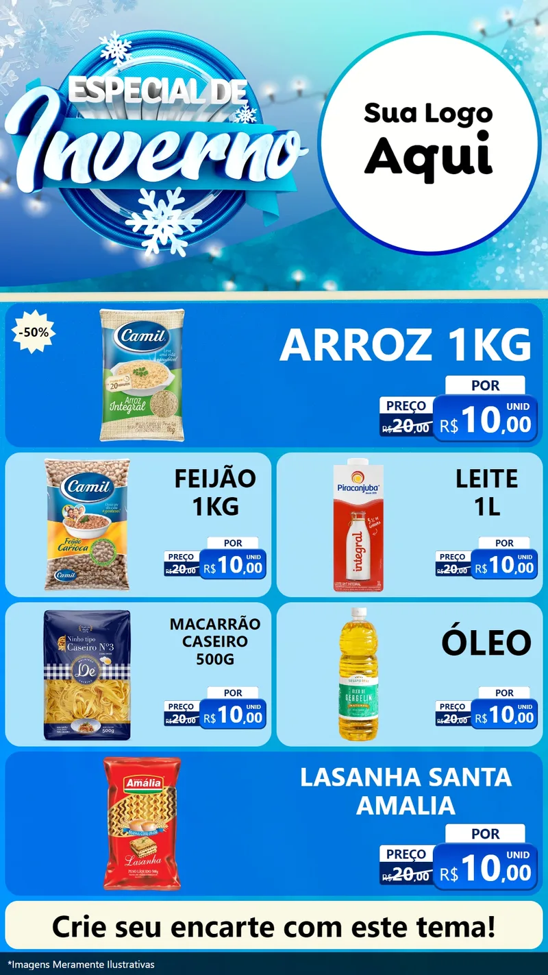 Modelo de TV para TV Vertical com o tema Especial de Inverno para Supermercado