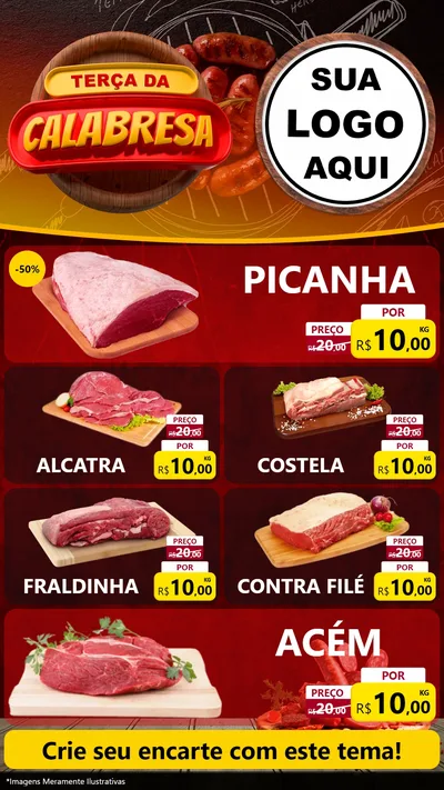 Modelo de TV para TV Vertical com o tema Terça da Calabresa para Açougue