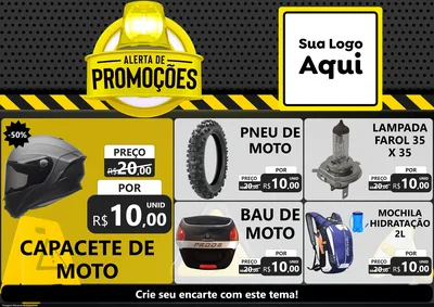 Modelo de Encarte para Encarte A4 Horizontal com o tema Alerta de Promoções para Moto peças