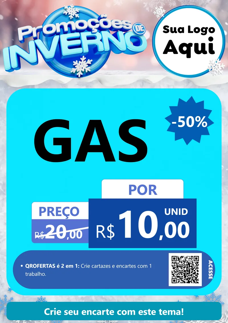 Modelo de Cartaz para Cartaz A4 Vertical com o tema Promoções de Inverno para Água e gás