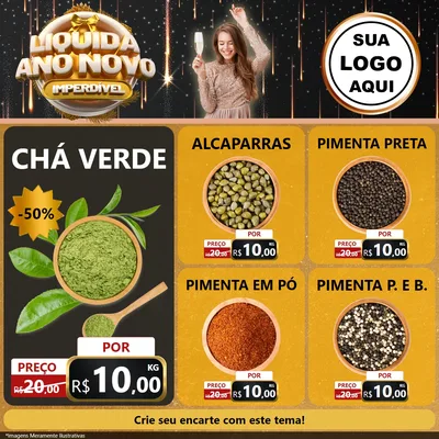 Modelo de Rede Social para Feed Facebook com o tema Liquida Ano Novo Imperdível para Produtos Naturais