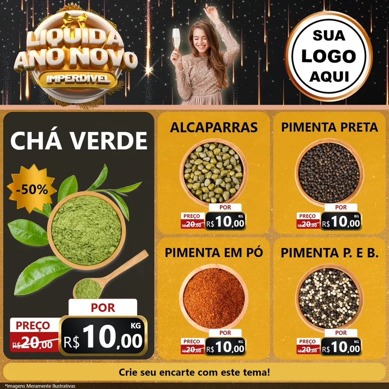 Modelo de Rede Social para Feed Facebook com o tema Liquida Ano Novo Imperdível para Produtos Naturais