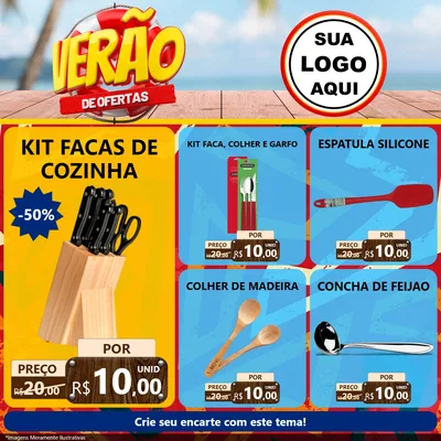 Modelo de Rede Social para Feed Facebook com o tema Verão de Ofertas para Utilidades Domésticas