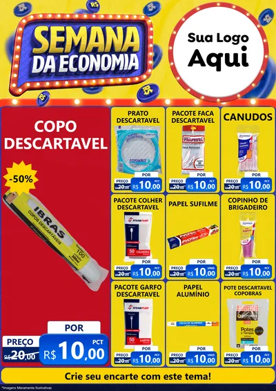 Modelo de Encarte para Encarte A4 Vertical com o tema Semana da Economia para Embalagens