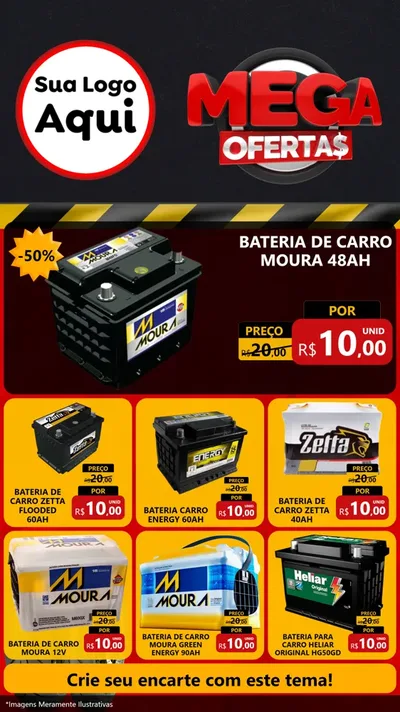 Modelo de Rede Social para Stories com o tema Mega Ofertas - Motopeças para Baterias Elétricas