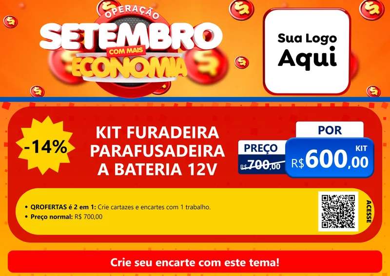 Modelo de Cartaz para Cartaz A4 Horizontal com o tema Operação Setembro Com Muita Economia para Maquinas e Ferramentas