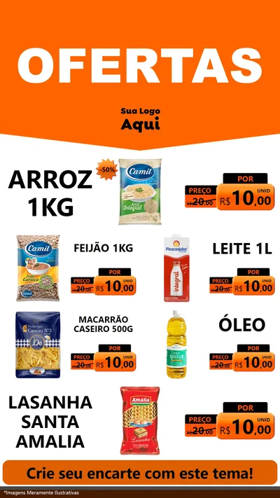 Modelo de TV para TV Vertical com o tema Ofertas Laranja Cartaz para Supermercado