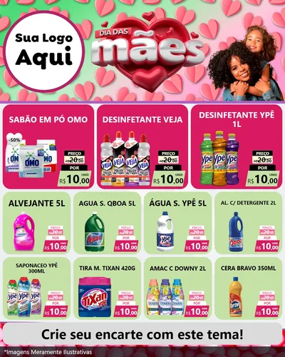 Modelo de Rede Social para Feed Instagram com o tema Dia das Mães para Produtos de Limpeza