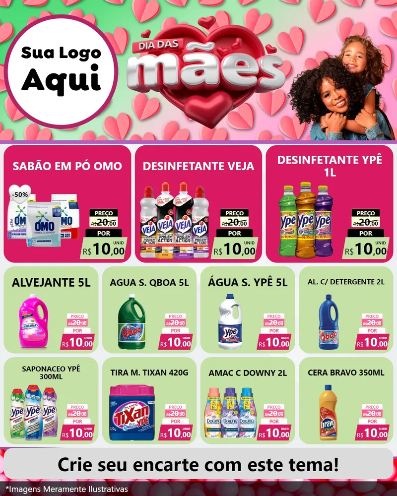 Modelo de Rede Social para Feed Instagram com o tema Dia das Mães para Produtos de Limpeza