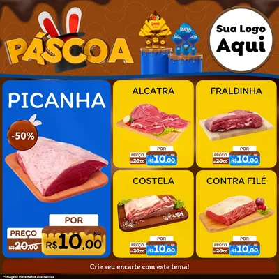 Modelo de Rede Social para Feed Facebook com o tema Páscoa para Açougue