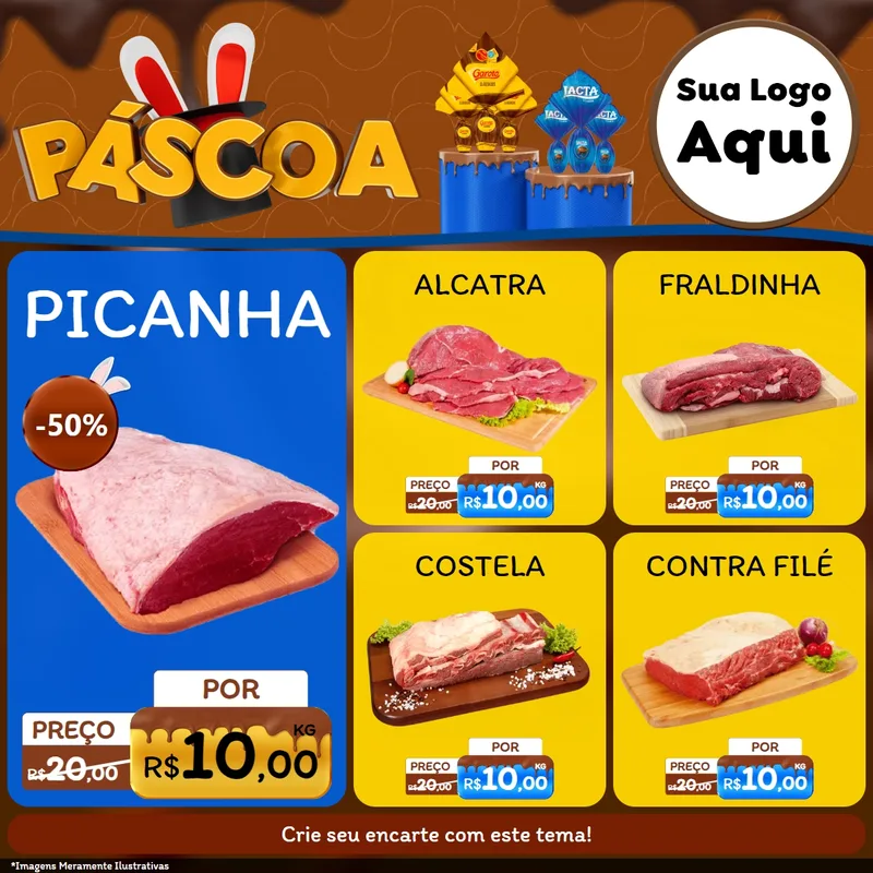 Modelo de Rede Social para Feed Facebook com o tema Páscoa para Açougue