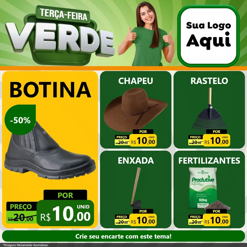 Modelo de Rede Social para Feed Facebook com o tema Terça - Feira Verde para Agropecuária