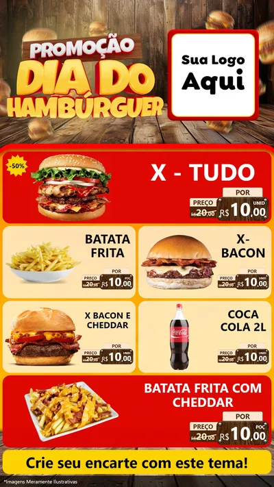 Modelo de TV para TV Vertical com o tema Promoção dia do Hamburguer para Hamburgueria