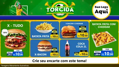 Modelo de TV para TV Horizontal com o tema Torcida para Hamburgueria