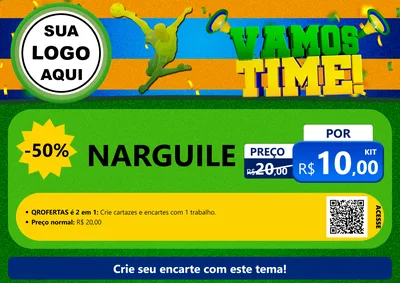 Modelo de Cartaz para Cartaz A4 Horizontal com o tema Vamos Time! para Tabacaria