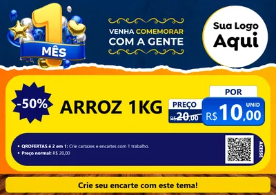 Modelo de Cartaz para Cartaz A4 Horizontal com o tema Um Mês de Aniversário para Supermercado