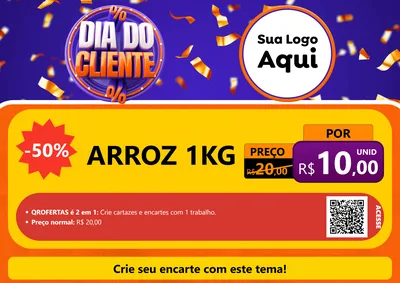 Modelo de Cartaz para Cartaz A4 Horizontal com o tema Dia do Cliente para Supermercado