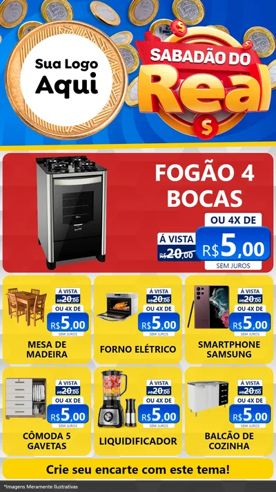 Modelo de Rede Social para Stories com o tema Sabadão do Real para Móveis e Eletro
