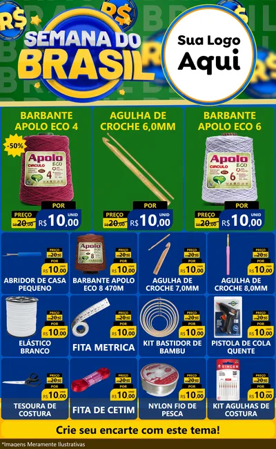 Modelo de Encarte para Encarte Grande com o tema Semana Do Brasil para Armarinho e Aviamentos