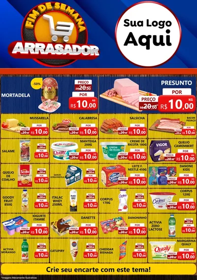 Modelo de Encarte para Encarte A4 Vertical com o tema Fim De Semana Arrasador para Frios e Laticínios
