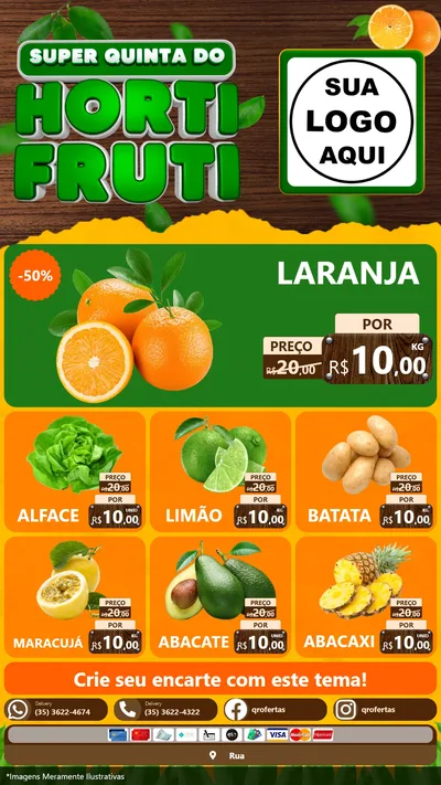 Modelo de Rede Social para Stories com o tema Super Quinta do Hortifruti para Hortifrúti