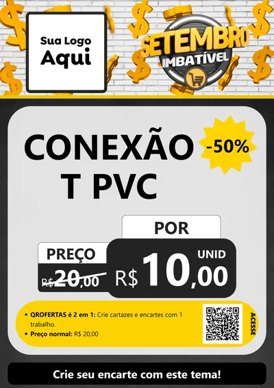 Modelo de Cartaz para Cartaz A4 Vertical com o tema Setembro Imbatível para Tubos e conexões