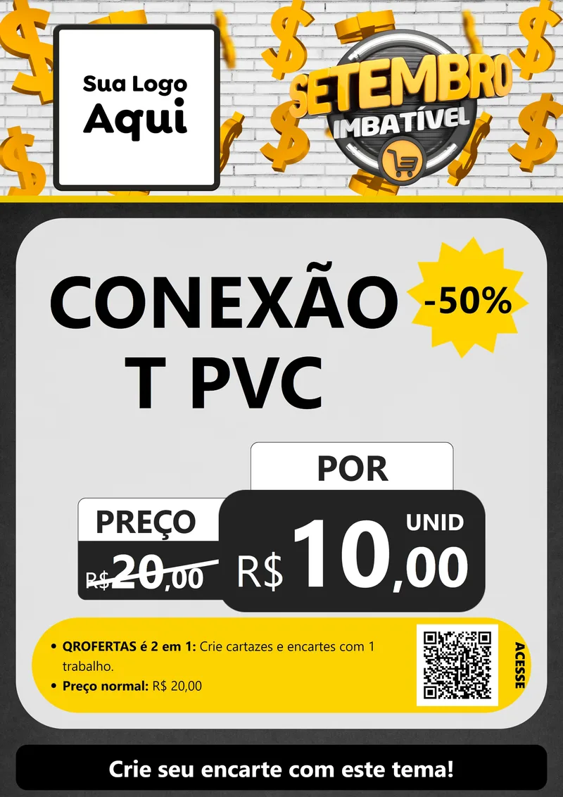 Modelo de Cartaz para Cartaz A4 Vertical com o tema Setembro Imbatível para Tubos e conexões