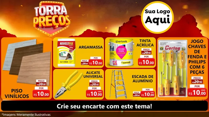 Modelo de TV para TV Horizontal com o tema Torra Preços para Material para Construção