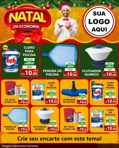 Modelo de Rede Social para Feed Instagram com o tema Natal da Economia para Produtos para Piscina