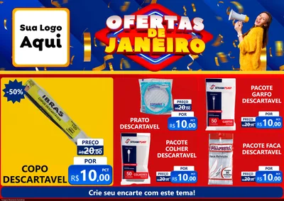 Modelo de Encarte para Encarte A4 Horizontal com o tema Ofertas de Janeiro para Embalagens