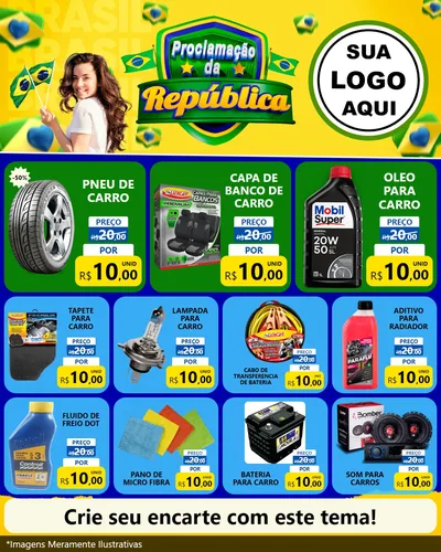 Modelo de Rede Social para Feed Instagram com o tema Proclamação da República para Auto peças