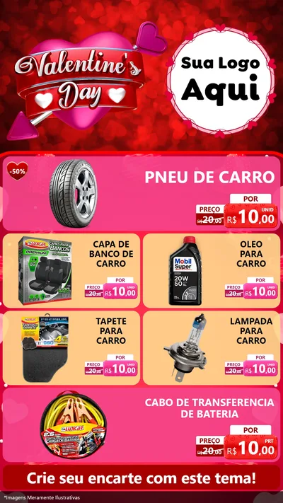 Modelo de TV para TV Vertical com o tema Valentine's Day para Auto peças