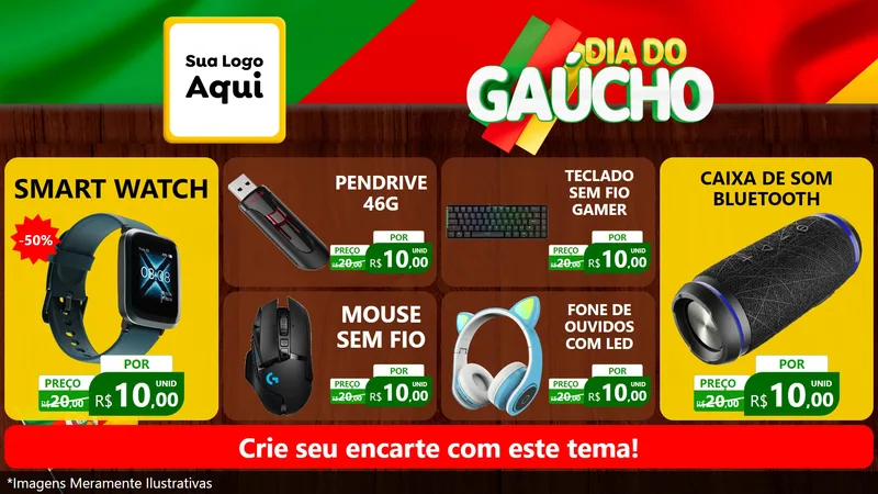 Modelo de TV para TV Horizontal com o tema Dia do Gaúcho para Informática