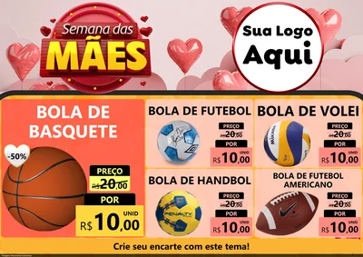 Modelo de Encarte para Encarte A4 Horizontal com o tema Semana das Mães para Artigos Esportivos
