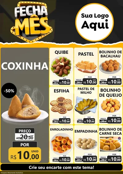 Modelo de Encarte para Encarte A4 Vertical com o tema Fecha Mês para Salgadaria