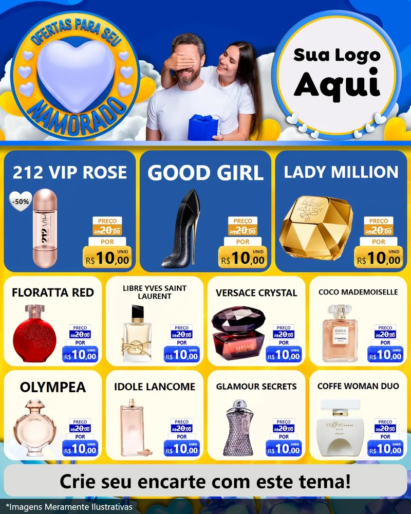 Modelo de Rede Social para Feed Instagram com o tema Ofertas Para Seu Namorado para Perfumes