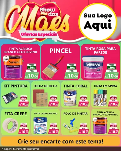 Modelo de Rede Social para Feed Instagram com o tema Show das Mães - Ofertas Especiais para Tintas e Ferramentas