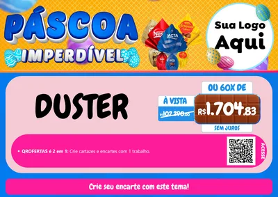 Modelo de Cartaz para Cartaz A4 Horizontal com o tema Páscoa Imperdível para Concessionaria de Carros