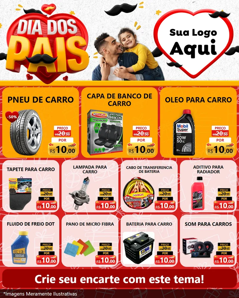 Modelo de Rede Social para Feed Instagram com o tema Dia dos Pais para Auto peças