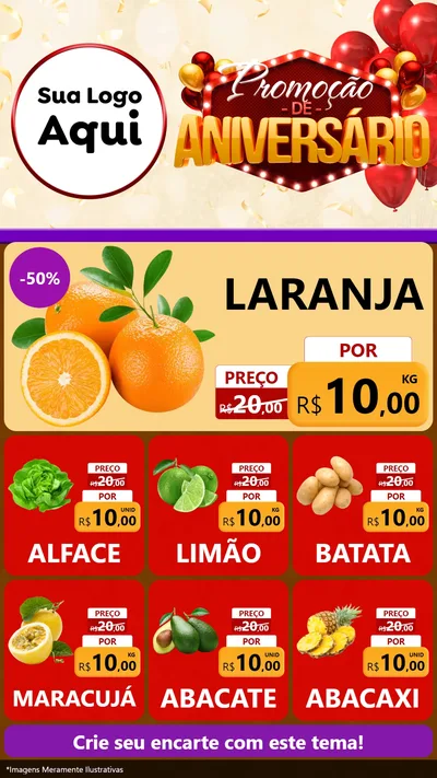 Modelo de Rede Social para Stories com o tema Promoção de Aniversário para Hortifrúti