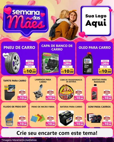 Modelo de Rede Social para Feed Instagram com o tema Semana das Mães para Auto peças