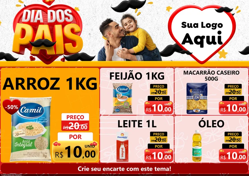 Modelo de Encarte para Encarte A4 Horizontal com o tema Dia dos Pais para Supermercado
