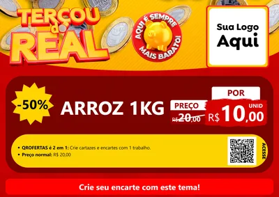 Modelo de Cartaz para Cartaz A4 Horizontal com o tema Terçou do Real para Supermercado