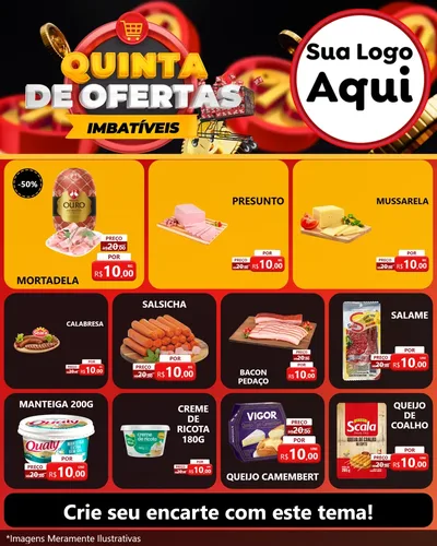 Modelo de Rede Social para Feed Instagram com o tema Quinta de Ofertas Imbatíveis para Frios e Laticínios