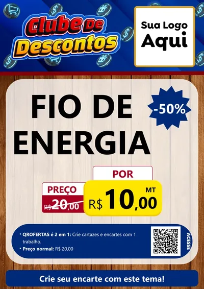 Modelo de Cartaz para Cartaz A4 Vertical com o tema Clube de Descontos para Materiais Elétricos