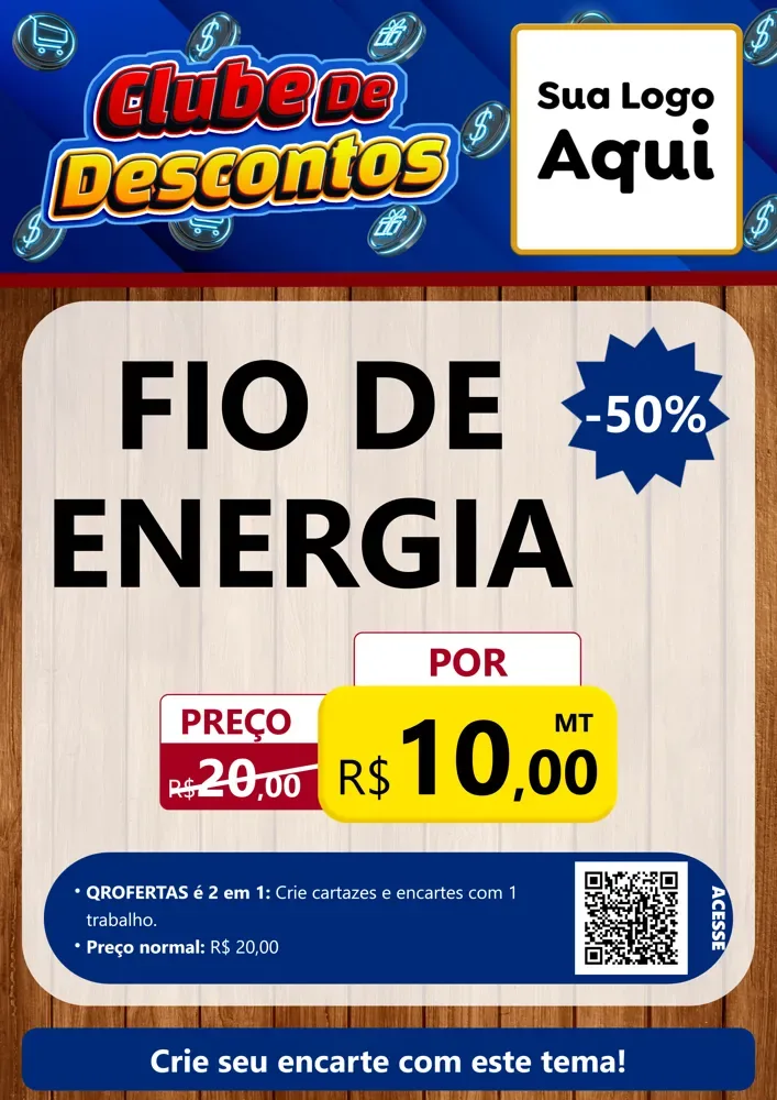 Modelo de Cartaz para Cartaz A4 Vertical com o tema Clube de Descontos para Materiais Elétricos