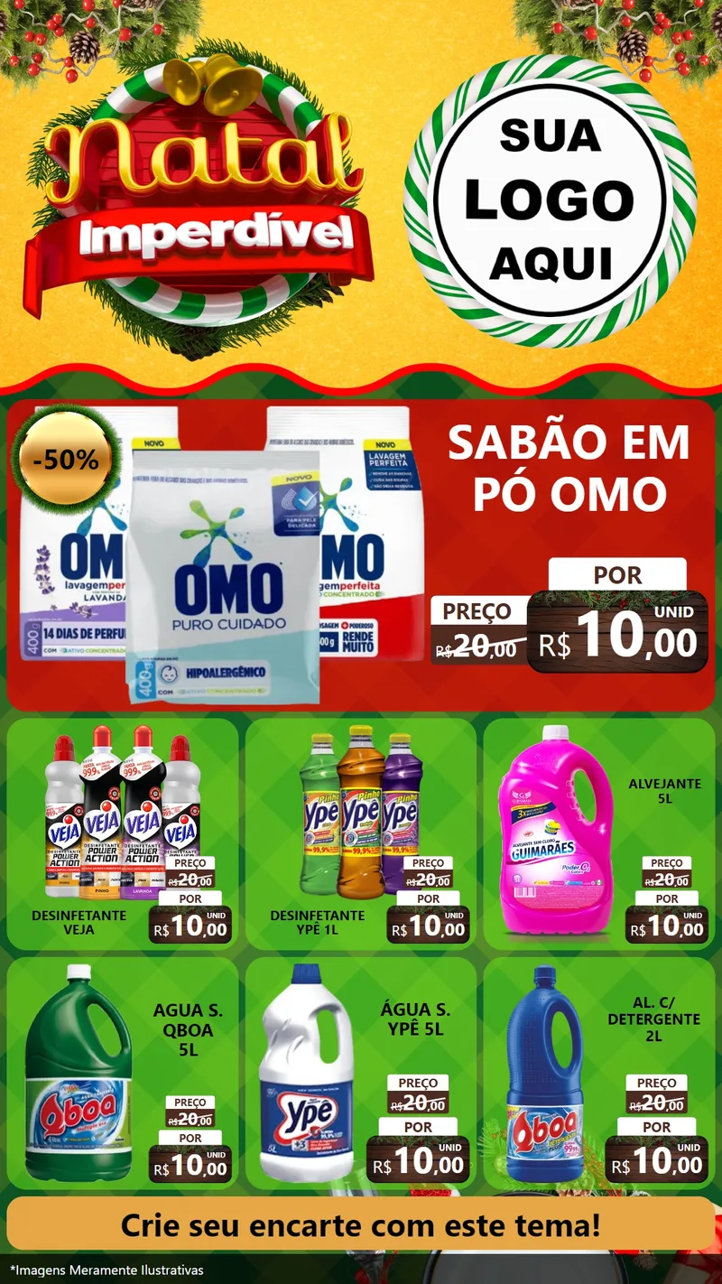 Modelo de Rede Social para Stories com o tema Natal Imperdível para Produtos de Limpeza
