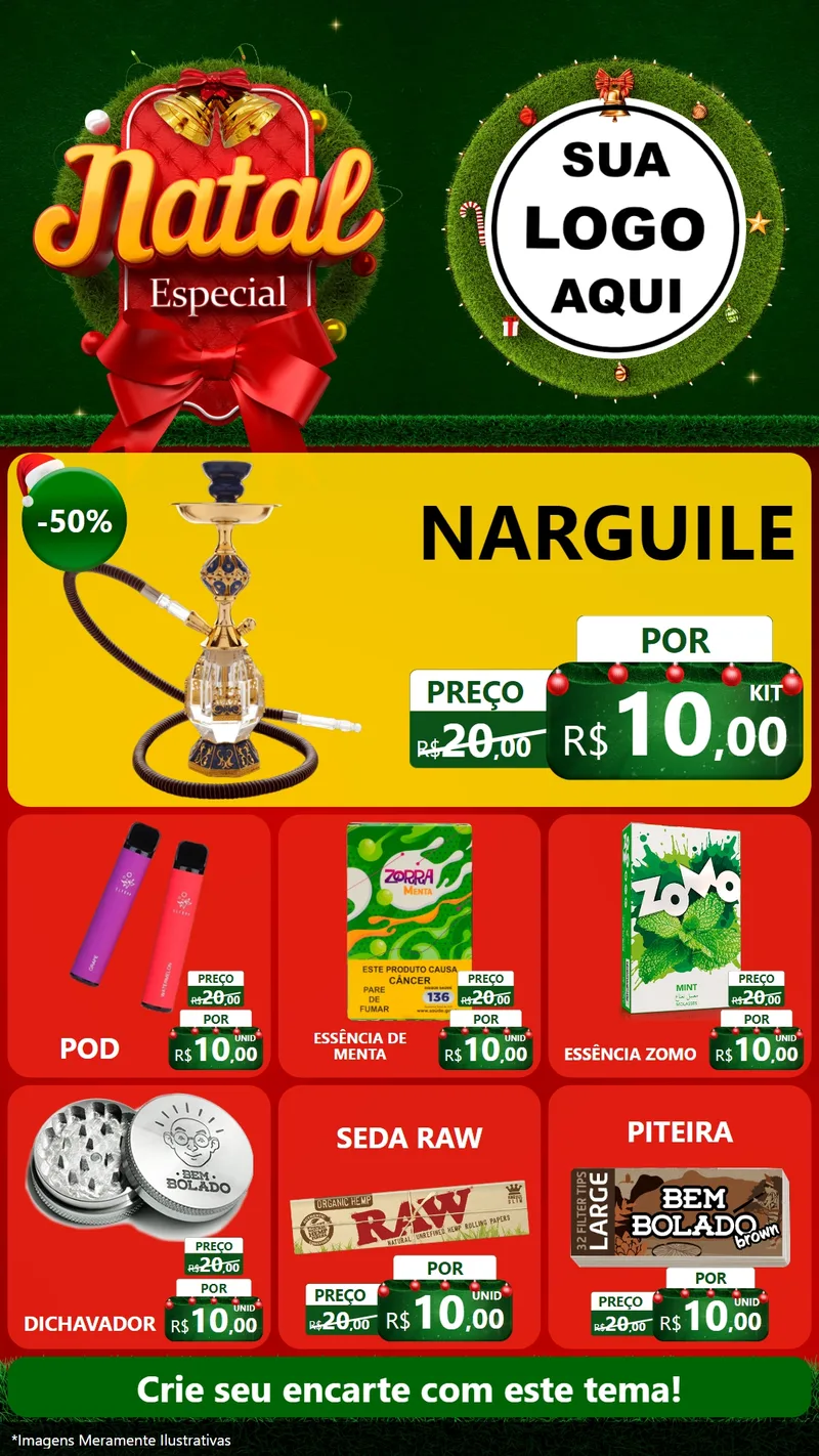 Modelo de Rede Social para Stories com o tema Natal Especial para Tabacaria