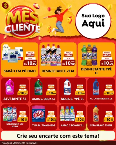 Modelo de Rede Social para Feed Instagram com o tema Mês do Cliente para Produtos de Limpeza
