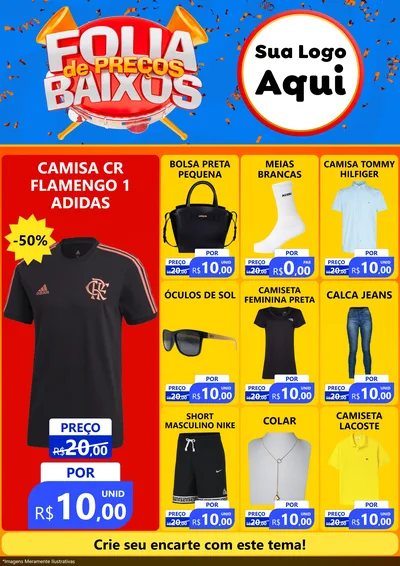 Modelo de Encarte para Encarte A4 Vertical com o tema Folia de Preços Baixos para Roupas e acessórios